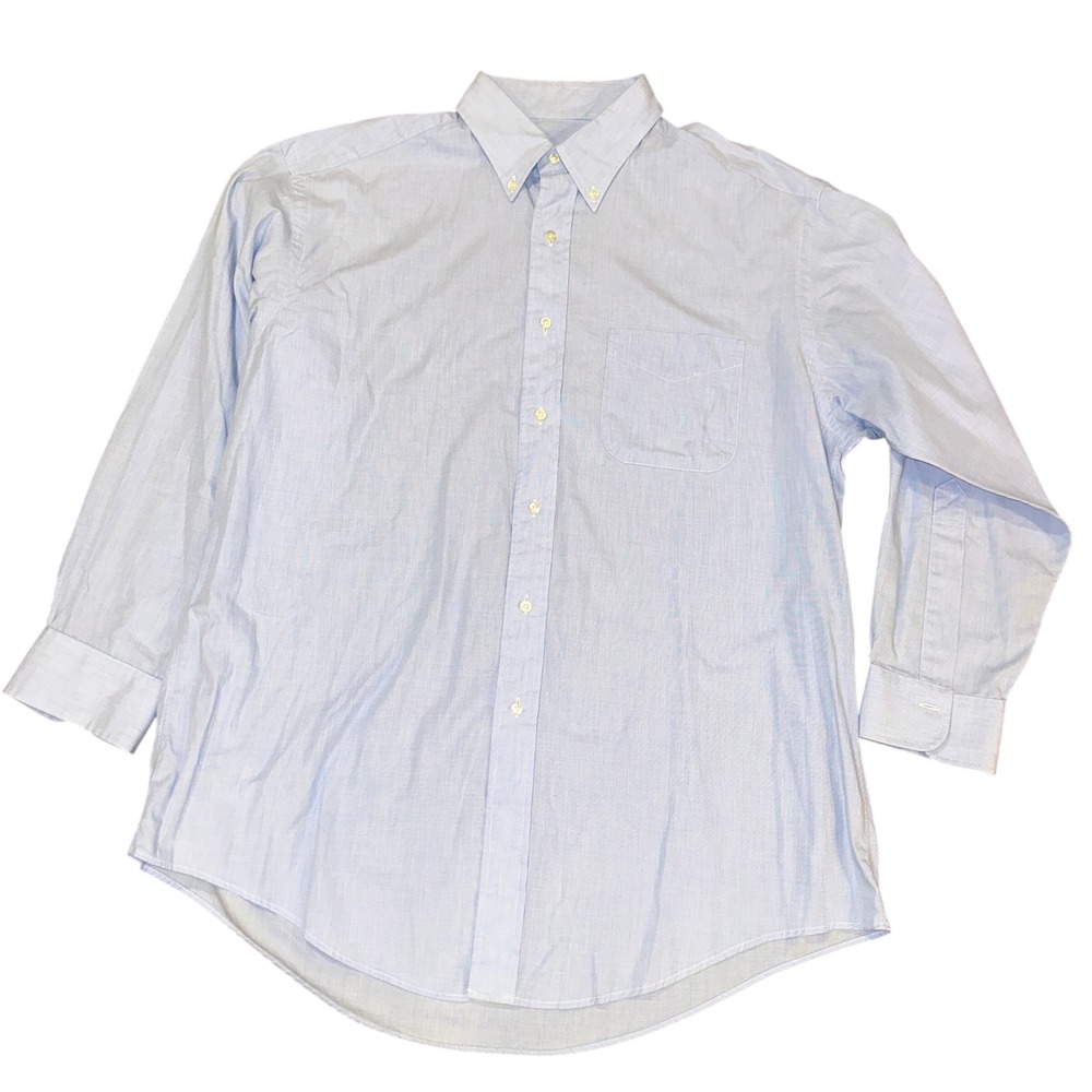 Vintage Brooks Brothers Makers End on End Dress Shirt Mens 16 32 Blue Made USA